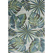 HomeRoots Tropical Leaves 5&#39;3 x 7&#39;7 Area Rug in Teal/Green