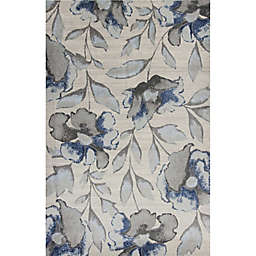 HomeRoots Floral 5'3 x 7'7 Area Rug in Grey/Blue
