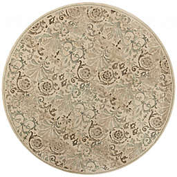 HomeRoots 7'7 Round Area Rug in Ivory/Light Green