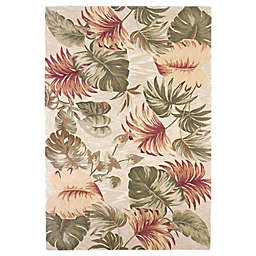 HomeRoots Palm Leaves 3'6 x 5'6 Area Rug in Beige