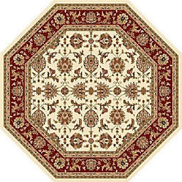 HomeRoots Traditional 7'7 Octagon Rug in Ivory/Red