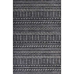 HomeRoots Geometric Patterns 6'7 x 9'6 Area Rug in Charcoal