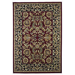 HomeRoots Floral 1'8 x 2'6 Accent Rug in Red/Black