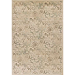 HomeRoots Floral 3'3"x4'11" Accent Rug in Ivory