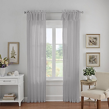 Elrene Home Fashions&reg; Jolie 108-Inch Tie Top Sheer Window Curtain Panel in Grey (Single). View a larger version of this product image.