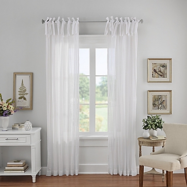 Elrene Home Fashions&reg; Jolie 84-Inch Tie Top Sheer Window Curtain Panel in White (Single). View a larger version of this product image.