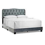 Glamour Home&trade; Artan King Velvet Upholstered Bed Frame in Silver Grey
