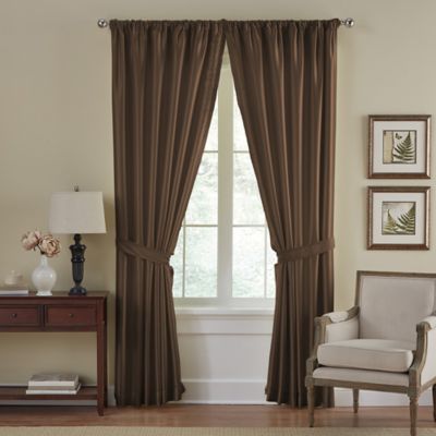 1 SILKY 2 TONE SOLID GROMMET FAUX SILK WINDOW CURTAIN PANEL HEIDI TAUPE BROWN 