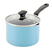 Farberware&reg; Cookstart Nonstick 3 qt. Aluminum Saucepan with Straining Lid in Aqua