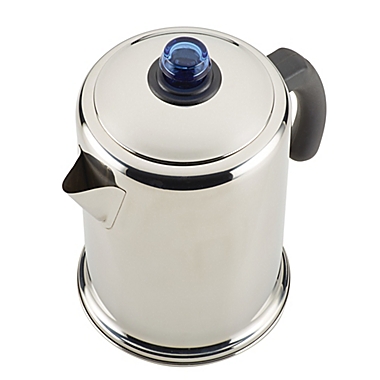 Farberware Classic 12-Cup Stovetop Coffee Percolator in Stainless Steel/Blue. View a larger version of this product image.