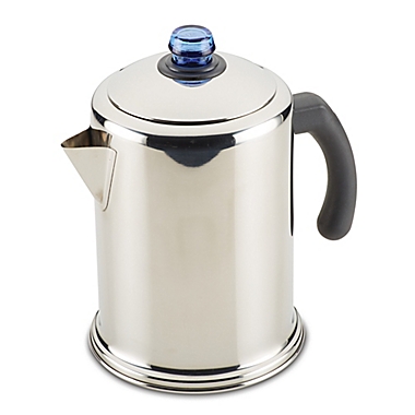 Farberware Classic 12-Cup Stovetop Coffee Percolator in Stainless Steel/Blue. View a larger version of this product image.
