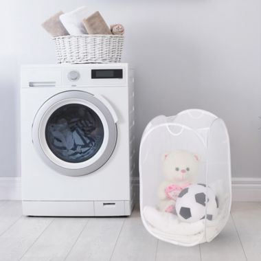 mighty goods&trade; Mesh Pop-Up Hamper in White. View a larger version of this product image.