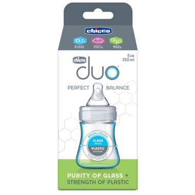 ChiccoDuo&reg; 5 oz. Hybrid Baby Bottle with Invinci-Glass&reg; in Clear/Grey. View a larger version of this product image.