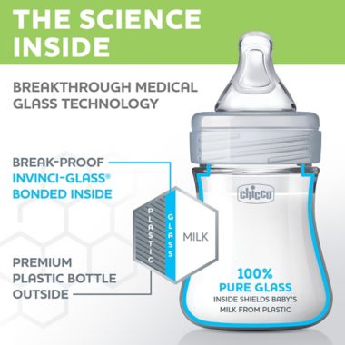 ChiccoDuo&reg; 5 oz. Hybrid Baby Bottle with Invinci-Glass&reg; in Clear/Grey. View a larger version of this product image.
