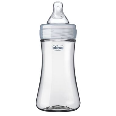 ChiccoDuo&reg; 9 oz. Hybrid Baby Bottle with Invinci-Glass&reg; in Clear/Grey. View a larger version of this product image.