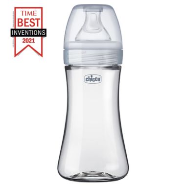 ChiccoDuo&reg; 9 oz. Hybrid Baby Bottle with Invinci-Glass&reg; in Clear/Grey. View a larger version of this product image.