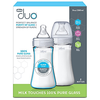 ChiccoDuo® 9 oz. 2-Pack Hybrid Baby Bottles with Invinci-Glass 