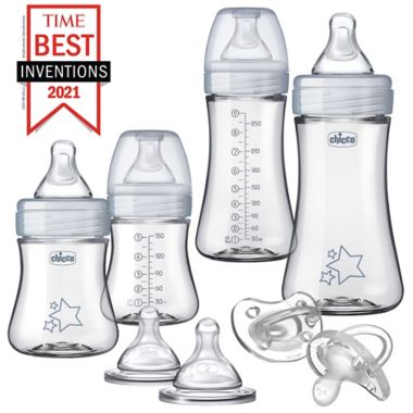ChiccoDuo&reg; Newborn Hybrid Baby Bottle Starter Gift Set with Invinci-Glass&reg; in Clear/Grey. View a larger version of this product image.