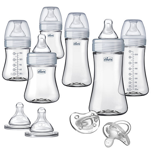 Alternate image 1 for ChiccoDuo™  Deluxe Hybrid Baby Bottle Gift Set with Invinci-Glass™ in Clear/Grey