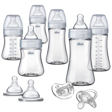 ChiccoDuo&reg; Deluxe Hybrid Baby Bottle Gift Set with Invinci-Glass&reg; in Clear/Grey. View a larger version of this product image.