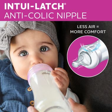ChiccoDuo&reg; 9 oz. 2-Pack Hybrid Baby Bottles with Invinci-Glass&reg; in Pink. View a larger version of this product image.