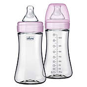ChiccoDuo&reg; 9 oz. 2-Pack Hybrid Baby Bottles with Invinci-Glass&trade; in Pink
