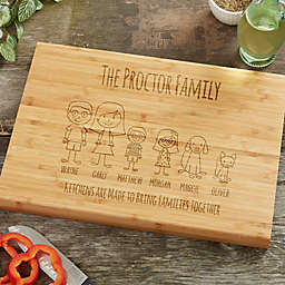 Stick Figure Family Personalized Bamboo Cutting Board