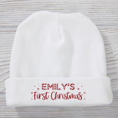 Candy Cane First Christmas 0-6M Personalized Baby Hat