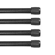 Kenney&trade; Fast Fit&trade; No Tools 18 to 28-Inch Adjustable Curtain Rods in Black (Set of 4)