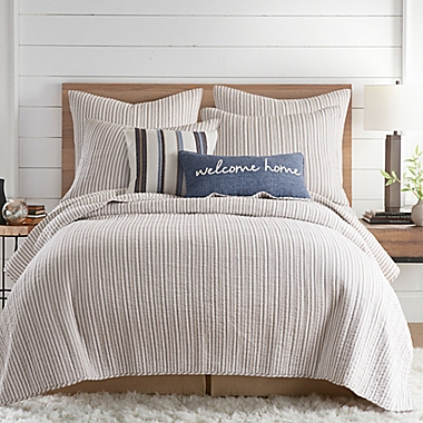 Tobago Stripe Taupe Full/Queen Quilt Set. View a larger version of this product image.