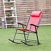 Boyel Living Folding Patio Rocking Chair in Red