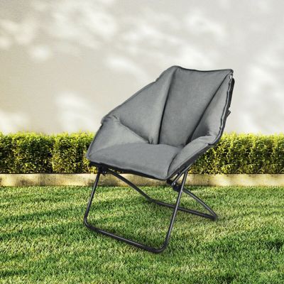 Upholstered Garden Moon Chair Folding Camping Papasan Chairs with Footstool Home 