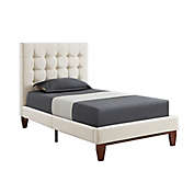Inspired Home Twin Linen Upholstered Platform Bed in Beige