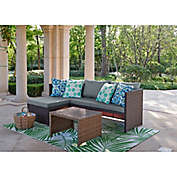 Manhattan Comfort Menton 2-Piece Sectional Patio Set with Cushions and Coffee Table
