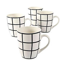 Simply Essential™ 12 oz. Mugs in White/Black (Set of 4)