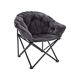 Simply Essential™ Foldable Faux Fur Club Chair in Charcoal