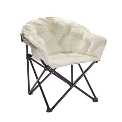 Simply Essential&trade; Foldable Faux Fur Club Chair in Ivory