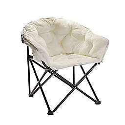 Simply Essential™ Foldable Faux Fur Club Chair in Ivory
