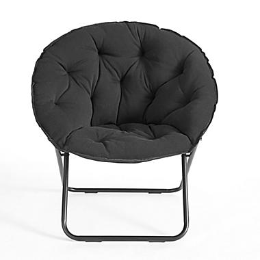 Simply Essential&trade; Foldable Saucer Lounge Chair in Black Jersey. View a larger version of this product image.