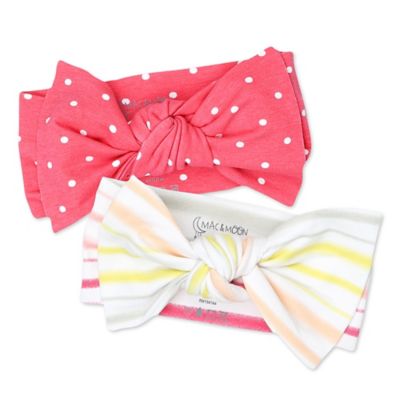 Mac &amp; Moon Size 0-9M 2-Pack Stripes &amp; Dots Headbands in Pink
