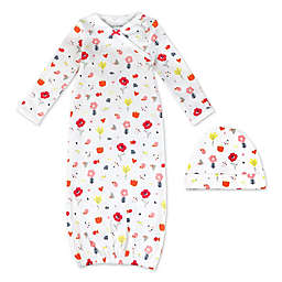 Mac & Moon Size 0-6M 2-Piece Caturday Organic Cotton Cap and Gown Set in White