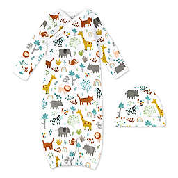 Mac & Moon Size 0-3M 2-Piece Multicolor Safari Pals Organic Cotton Cap and Gown Set
