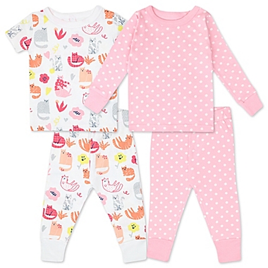 Nominal Isolate violet Mac & Moon Size 6M 4-Piece Cat Organic Cotton Pajama Set in Pink | buybuy  BABY