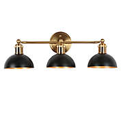 ZEVNI 3-Light Wall Lamp with Semi-Circle Shades in Black/Gold