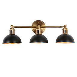 ZEVNI 3-Light Wall Lamp with Semi-Circle Shades in Black/Gold
