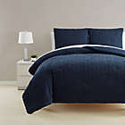 Alternate image 0 for Simply Essential&trade; Chevron Carved Sherpa 3-Piece King Comforter Set in Indigo