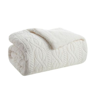 Simply Essential&trade; Cable Knit Sherpa 2-Piece Twin Comforter Set in Coconut Milk. View a larger version of this product image.