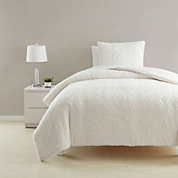 Simply Essential™ Cable Knit Sherpa 2-Piece Twin Comforter Set in Coconut Milk