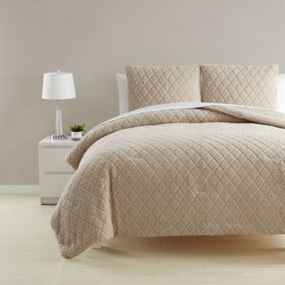 Simply Essential&trade; Diamond Sherpa 3-Piece King Comforter Set in Linen