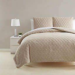 Simply Essential™ Diamond Sherpa 3-Piece King Comforter Set in Linen
